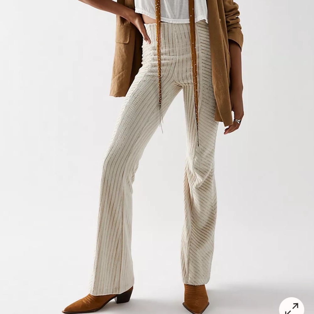 Free People Slim Pull-On Velvet Flare Pants
